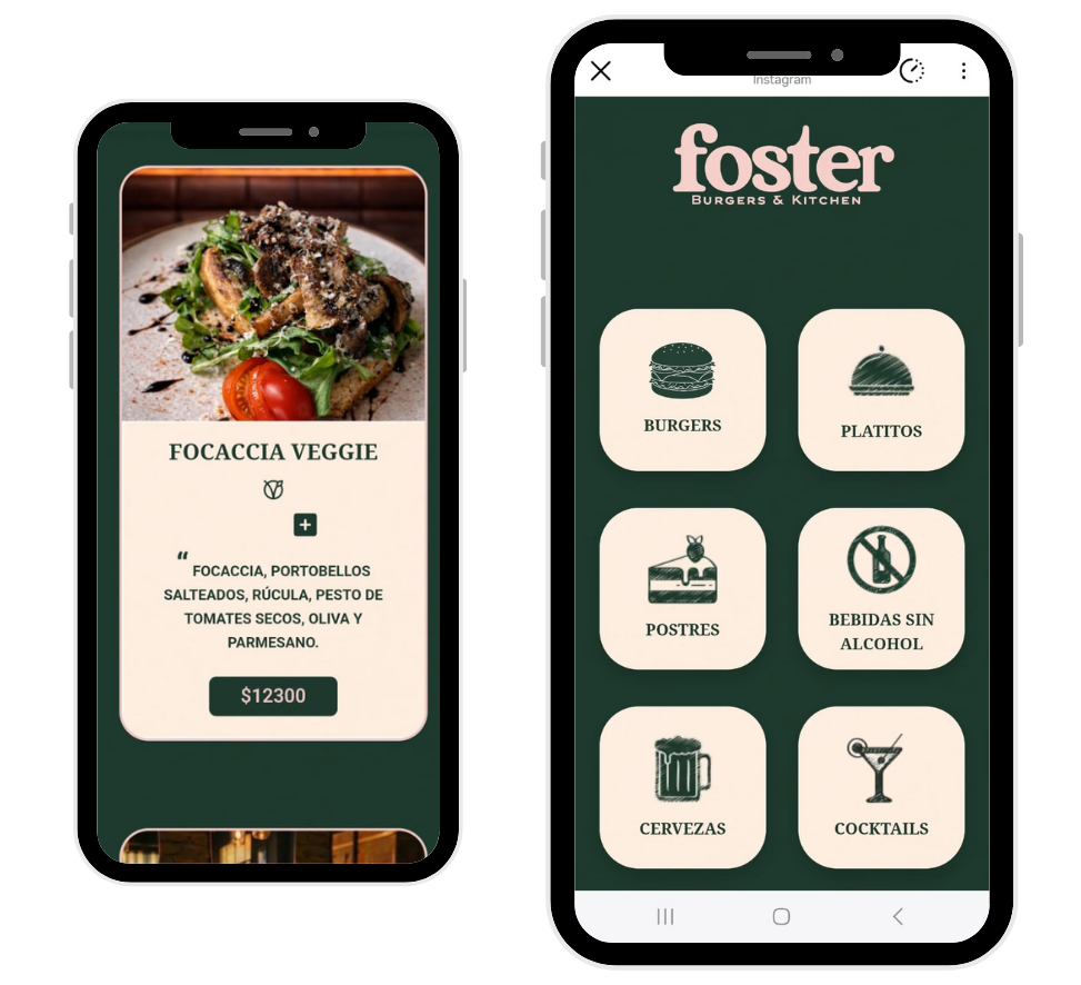 Carta digital de Foster Burgers & Kitchen en celular